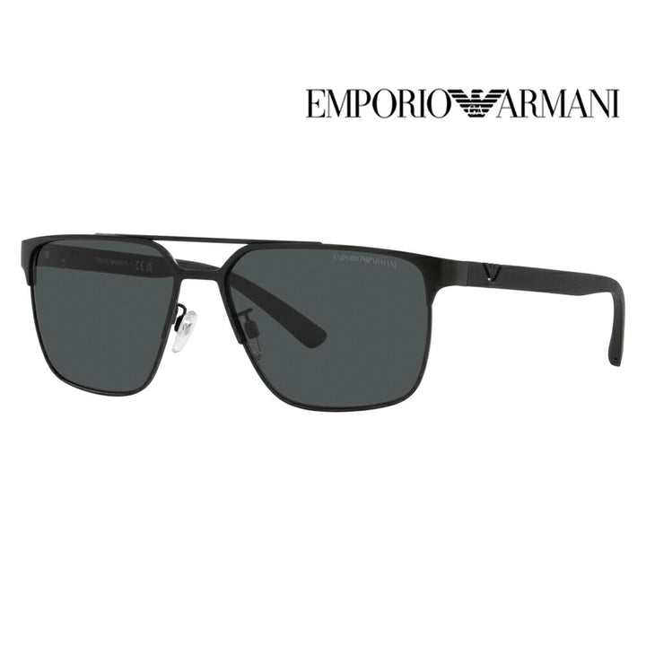 【オススメ価格】エンポリオアルマーニ サングラス 伊達 メガネ 眼鏡 EA2134 300187 58 EMPORIO ARMANI ダブルブリッジ スクエア メタル メンズ ユニセックス