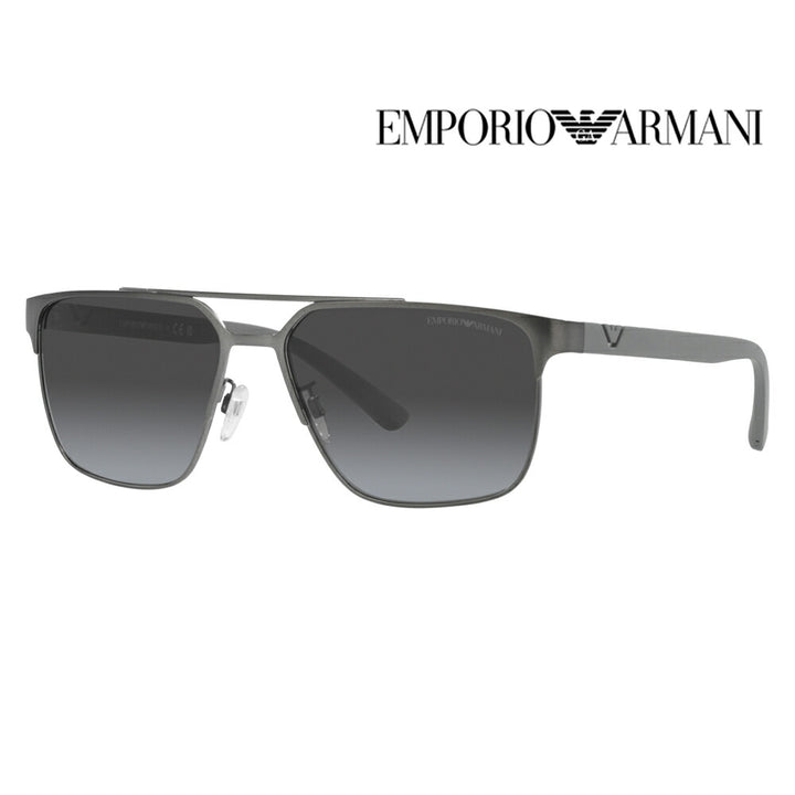 【正規品販売店】エンポリオアルマーニ サングラス 伊達 メガネ 眼鏡 EA2134 30038G 58 EMPORIO ARMANI ダブルブリッジ スクエア メタル メンズ ユニセックス