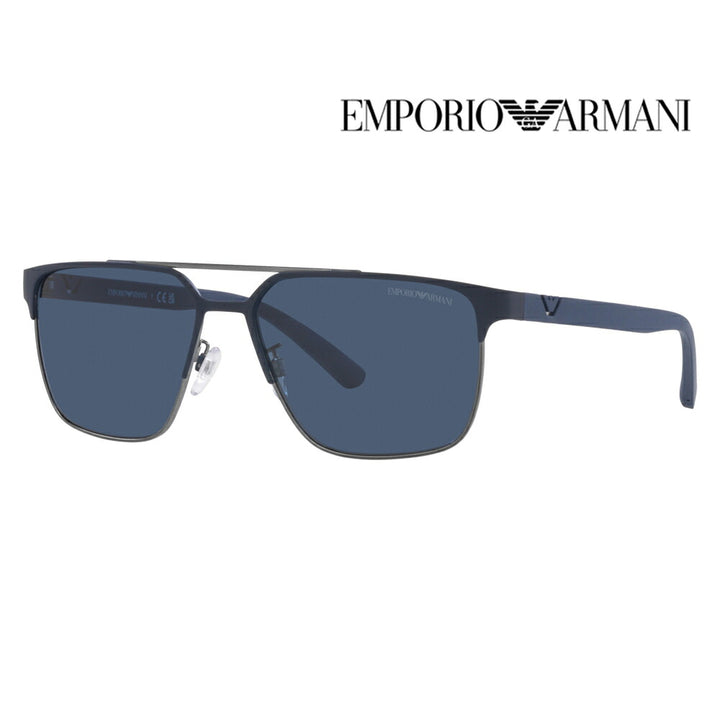 【正規品販売店】エンポリオアルマーニ サングラス 伊達 メガネ 眼鏡 EA2134 316280 58 EMPORIO ARMANI ダブルブリッジ スクエア メタル メンズ ユニセックス