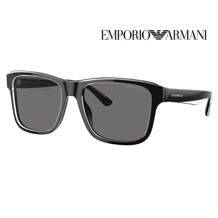 【正規品販売店】エンポリオアルマーニ サングラス 伊達 メガネ 眼鏡 EA4208F 605187 57 EMPORIO ARMANI セル スクエア メンズ フルフィットモデル 偏光