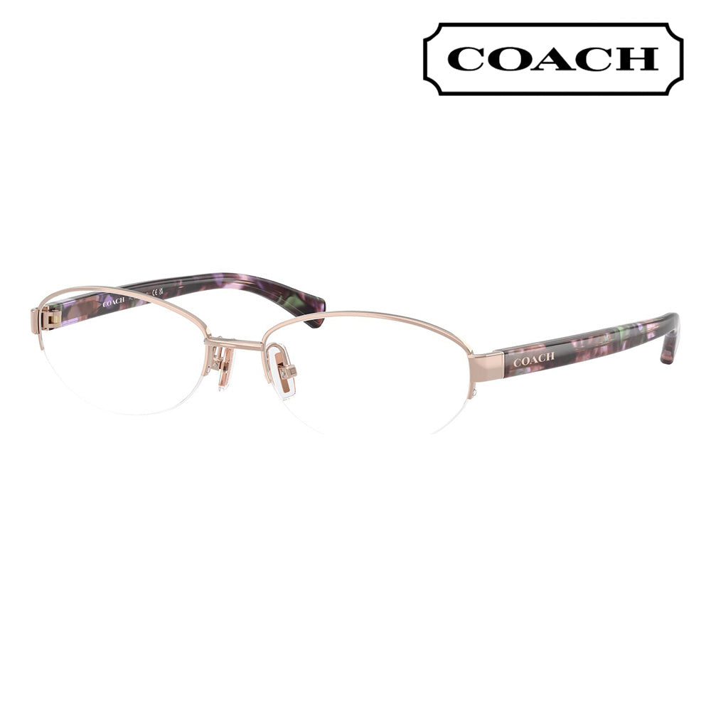 【アウトレット】度なし1.55レンズ交換+0円 コーチ メガネ  HC5081TD 9331 54 COACH スクエア オーバル ハーフリム ナイロール メタル アジアンモデル 眼鏡 伊達メガネ レディース