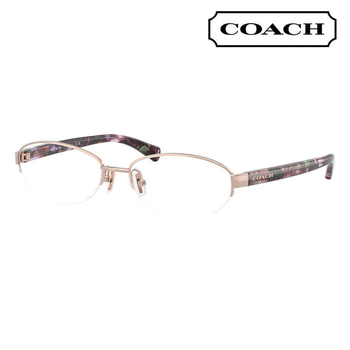 【アウトレット】度なし1.55レンズ交換+0円 コーチ メガネ  HC5081TD 9331 54 COACH スクエア オーバル ハーフリム ナイロール メタル アジアンモデル 眼鏡 伊達メガネ レディース