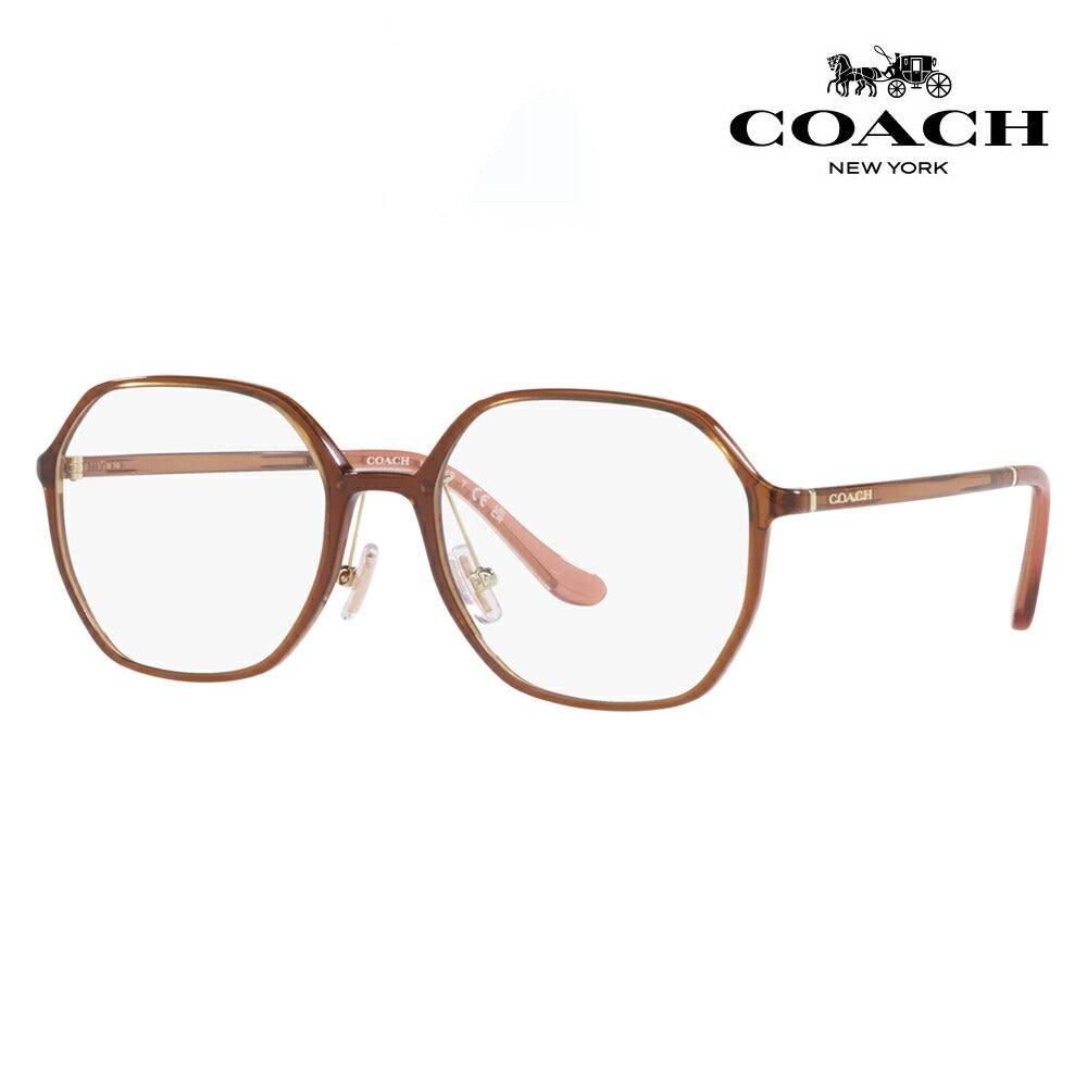 Non-prescription 1.55 lens replacement +0 yen Coach glasses frame HC6204D 5722 56 COACH Round Octagon Cell Asian model Ladies Fashionable 