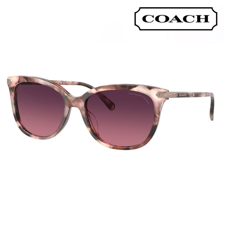 【オススメ価格】コーチ 伊達 メガネ 眼鏡 サングラス HC8378U 5528F4 57 COACH キャットアイ セル 偏光 ユニバーサルフィット レディース