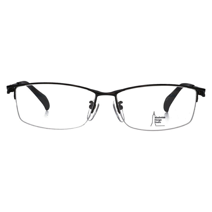 [Authorized Retailer] Non-prescription 1.55 lens replacement +0 yen Manhattan Design Studio Eyeglass Frame MDS-518 3 60 Manhattan Design Studio Large Large Big King Large Wide Men's Titanium Nylon Half Rim Square Fashion Glasses Eyeglasses