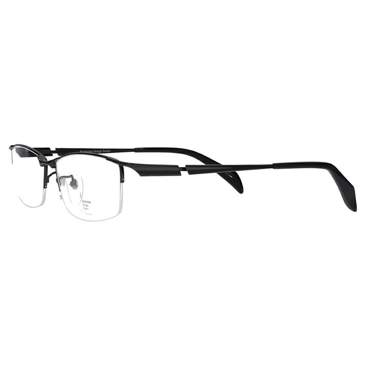 [Authorized Retailer] Non-prescription 1.55 lens replacement +0 yen Manhattan Design Studio Eyeglass Frame MDS-518 3 60 Manhattan Design Studio Large Large Big King Large Wide Men's Titanium Nylon Half Rim Square Fashion Glasses Eyeglasses