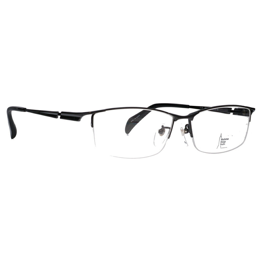 [Authorized Retailer] Non-prescription 1.55 lens replacement +0 yen Manhattan Design Studio Eyeglass Frame MDS-518 3 60 Manhattan Design Studio Large Large Big King Large Wide Men's Titanium Nylon Half Rim Square Fashion Glasses Eyeglasses