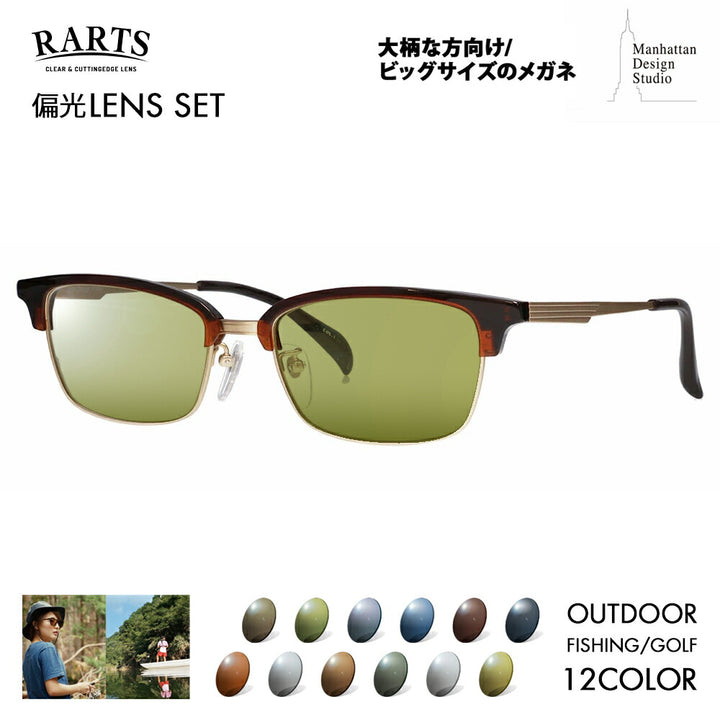 【正規品販売店】マンハッタンデザインスタジオ メガネ フレーム サングラス アーツ偏光レンズセット MDS-523 1 58 大きい 大きめ メンズ チタン ウェリントン 伊達眼鏡 RARTS アウトドア スポーツ ドライブ 釣り フィッシング ゴルフ UV 紫外線 近赤外線