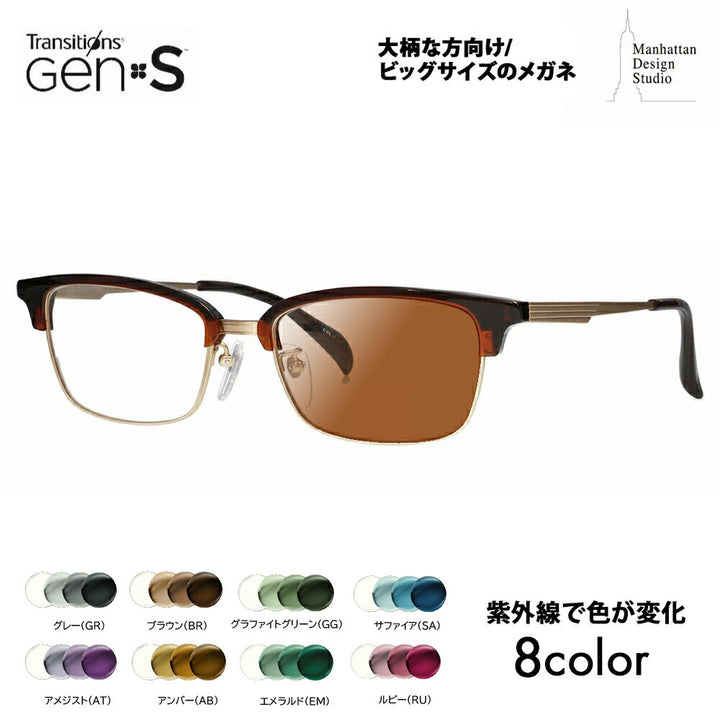 【正規品販売店】マンハッタンデザインスタジオ メガネ フレーム サングラス 調光レンズセット MDS-523 1 58 大きい ラージ ビッグ キング 大きめ ワイド メンズ チタン チタニウム ブロー ウェリントン 伊達眼鏡 ニコン トランジションズGEN S