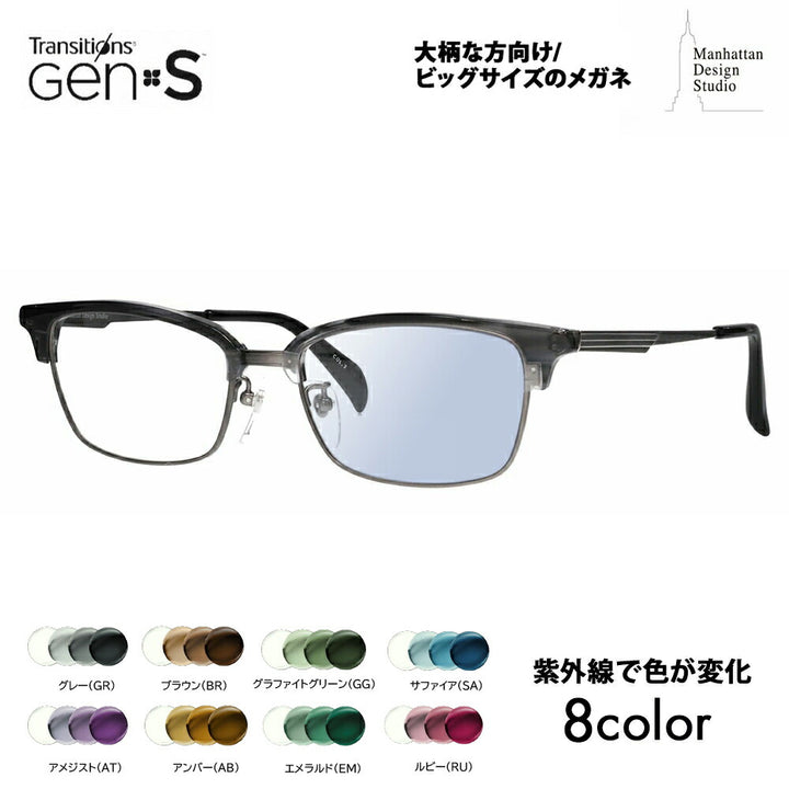 【正規品販売店】マンハッタンデザインスタジオ メガネ フレーム サングラス 調光レンズセット MDS-523 2 58 大きい ラージ ビッグ キング 大きめ ワイド メンズ チタン チタニウム ブロー ウェリントン 伊達眼鏡 ニコン トランジションズGEN S