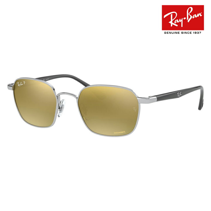 [Recommended Price] Ray-Ban Sunglasses RB3664CH 003/60 50 Ray-Ban Round Metal Square Chromance CHROMANCE Polarized Mirror Lens Fashion Glasses Eyeglasses 