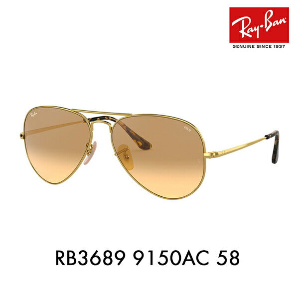 [Recommended Price] Ray-Ban Sunglasses RB3689 9150AC 58 Ray-Ban Compatible with Ray-Ban Genuine Lenses Aviator Metal AVIATOR METAL II Two-Bridge Photochromic Fashion Glasses Eyeglasses 