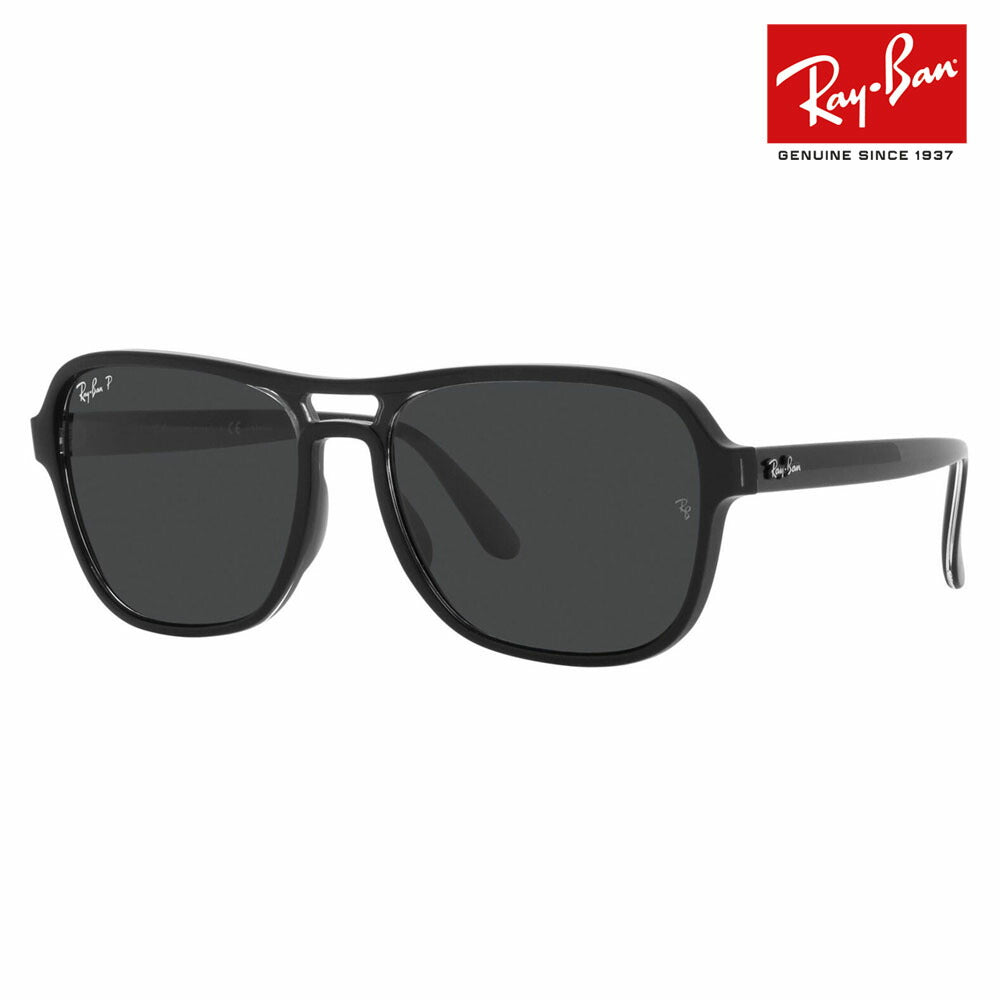 【オススメ価格】レイバン サングラス RB4356 654548 58 Ray-Ban STATE SIDE ステートサイド スクエア ティアドロップ ダブルブリッジ 偏光レンズ ポラロイズド 伊達メガネ 眼鏡