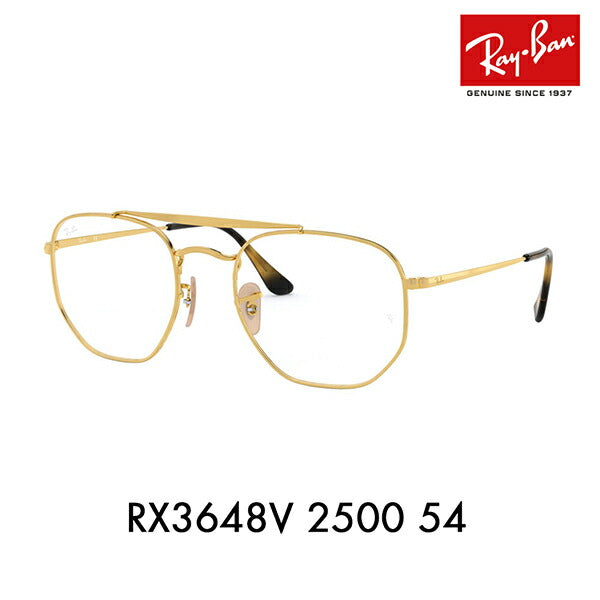 【アウトレット】度なし1.55レンズ交換+0円 レイバン メガネ フレーム RX3648V 2500 54 Ray-Ban レイバン純正レンズ対応 スクエア MARSHAL ダブルブリッジ メタル