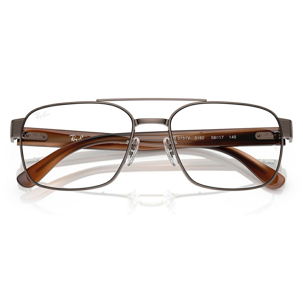 【正規品販売店】度なし1.55レンズ交換+0円 レイバン メガネ フレーム RX3751V 3182 56 58 Ray-Ban レイバン純正レンズ対応 スクエア メタル ツーブリッジ ユニセックス