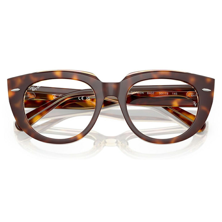 【正規品販売店】度なし1.55レンズ交換+0円 レイバン メガネ フレーム RX5586 8402 48 50 Ray-Ban レイバン純正レンズ対応 DOREEN ドリーン STATE STREET セル レディース パントス ツートン