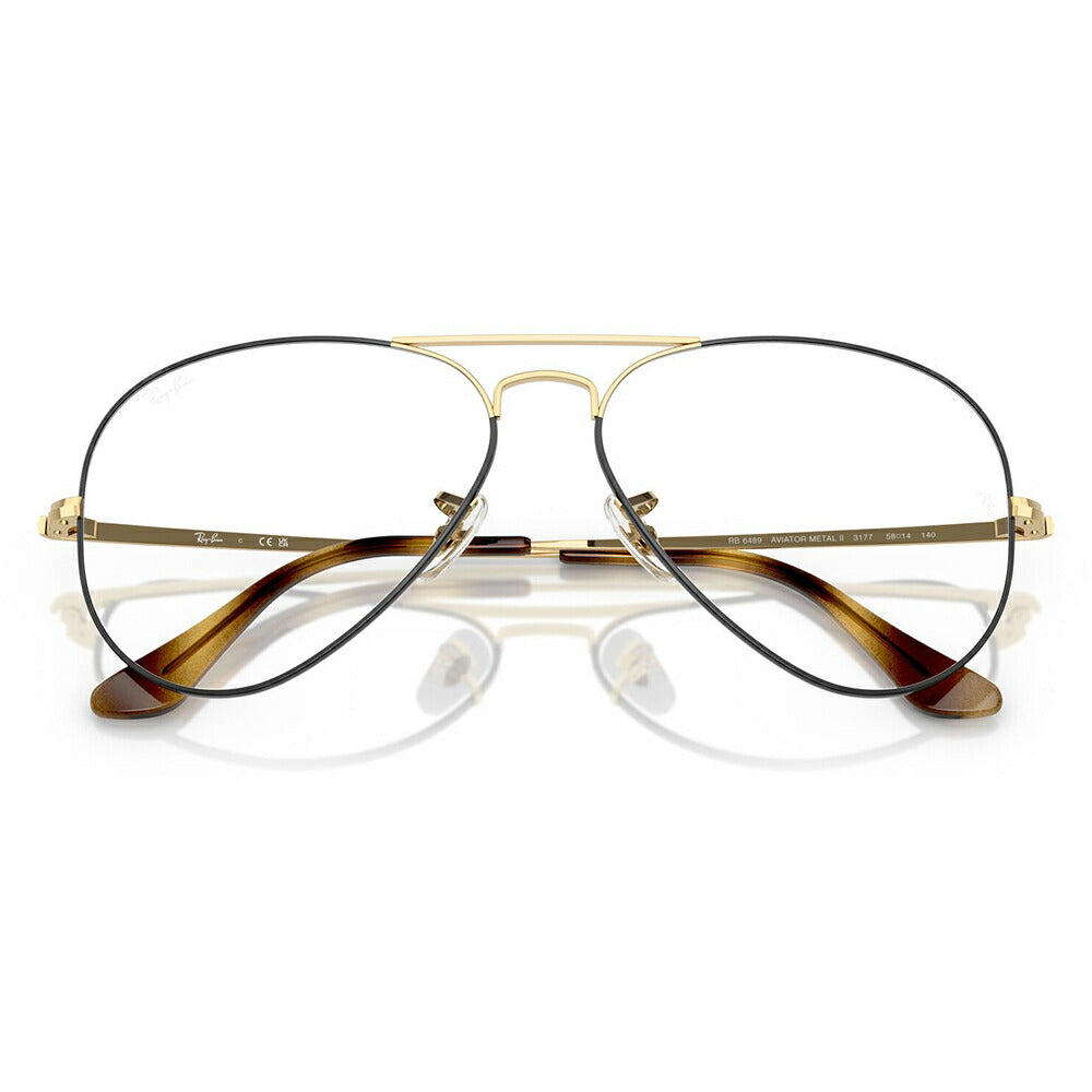 【正規品販売店】度なし1.55レンズ交換+0円 レイバン メガネ フレーム RX6489 3175 55 58 Ray-Ban レイバン純正レンズ対応 アビエーター ティアドロップ ダブルブリッジ Aviator