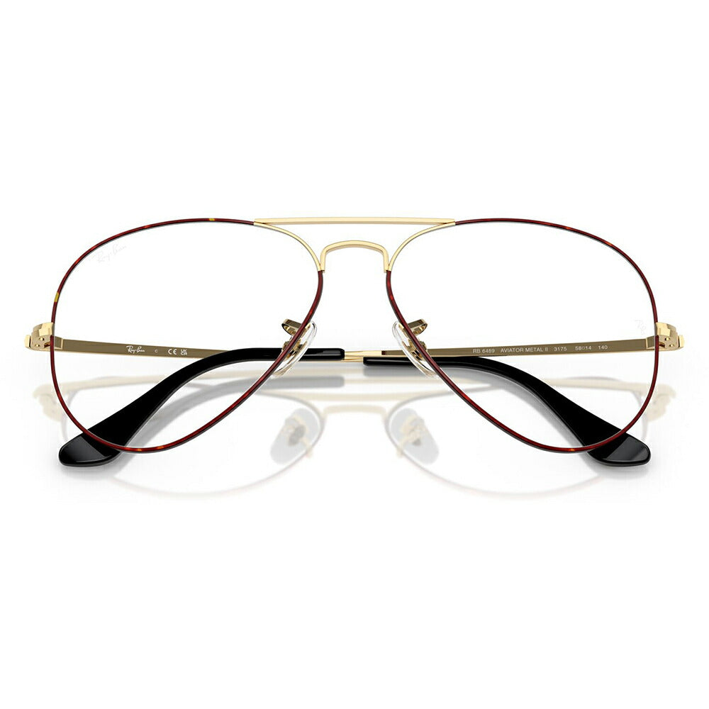 【正規品販売店】度なし1.55レンズ交換+0円 レイバン メガネ フレーム RX6489 3177 55 58 Ray-Ban レイバン純正レンズ対応 アビエーター ティアドロップ ダブルブリッジ Aviator