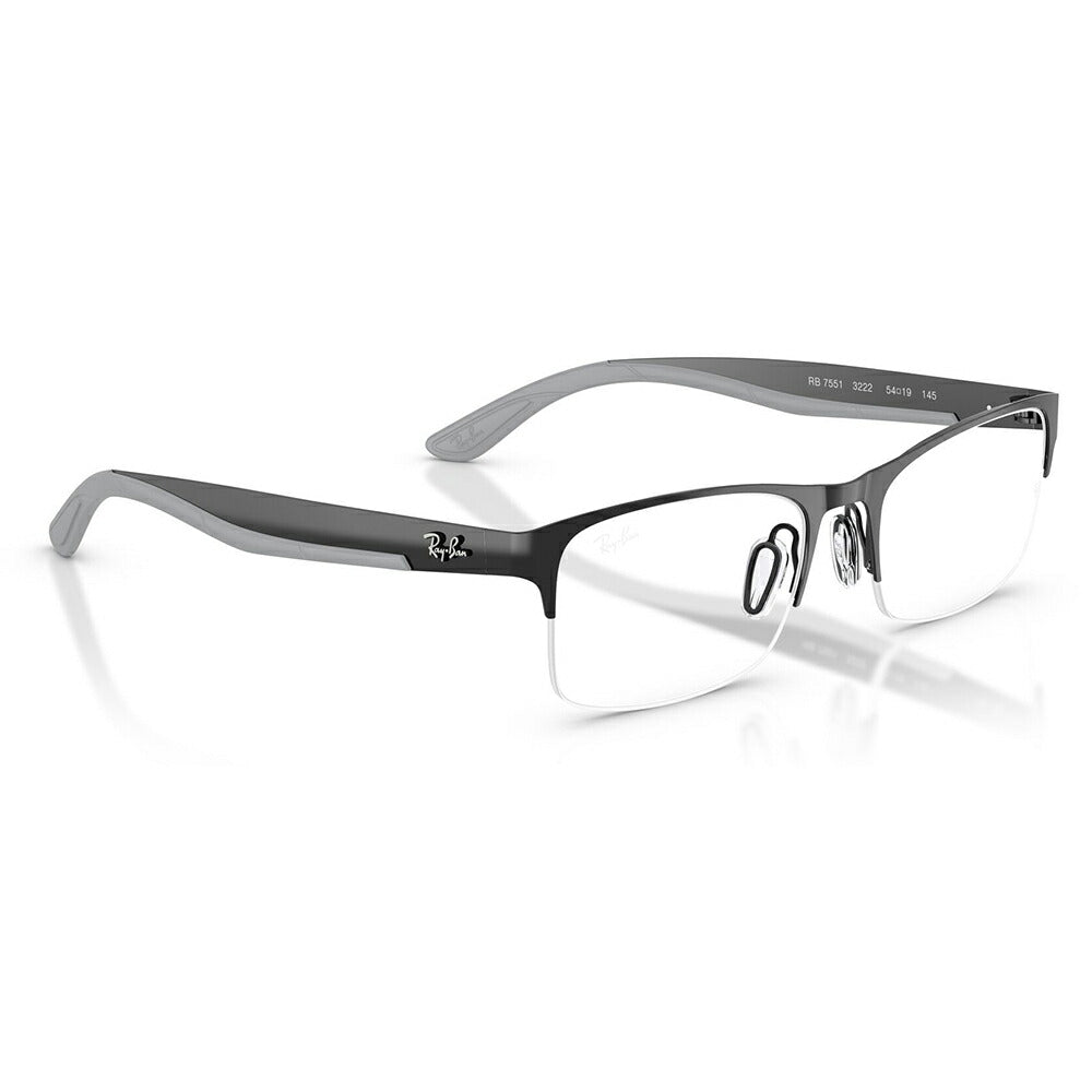 【正規品販売店】度なし1.55レンズ交換+0円 レイバン メガネ フレーム RX7551 3222 54 56 Ray-Ban レイバン純正レンズ対応 チタン メタル スクエア レクタングル 伊達メガネ 眼鏡
