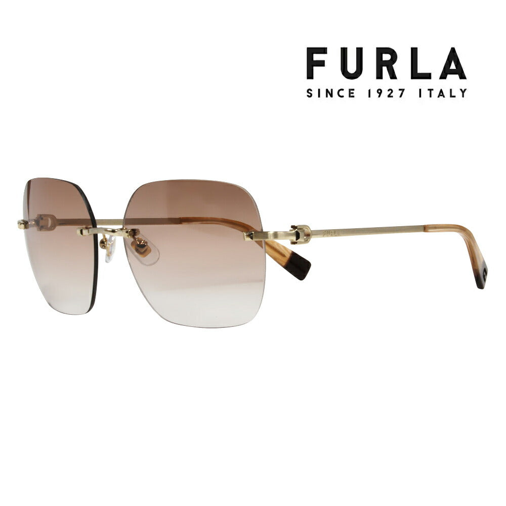 [Authorized Retailer] FURLA Sunglasses SFU571J 0383 57 Big Square Japan Model Women's UV Protection Rimless Two-Point Rimless 