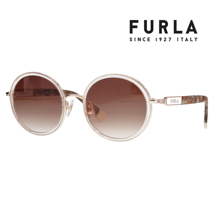 【正規品販売店】 FURLA フルラ サングラス SFUA48J 0594 52 メタル セル ラウンド コンビ レディース