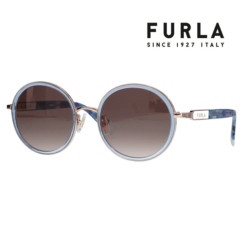 【正規品販売店】 FURLA フルラ サングラス SFUA48J 0C1L 52 メタル セル ラウンド コンビ レディース