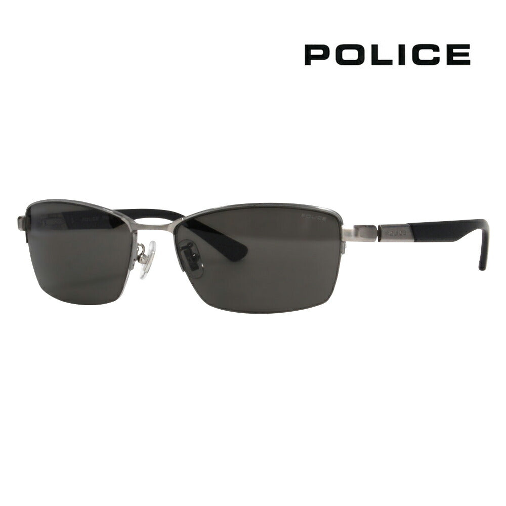 [Authorized Retailer] Police Glasses Sunglasses Fashion Glasses Eyeglasses SPLE41J SLDP 57 POLICE Square Half Rim Nylor Titanium Men's 2022 Model JET Polarized Lenses Polarized 