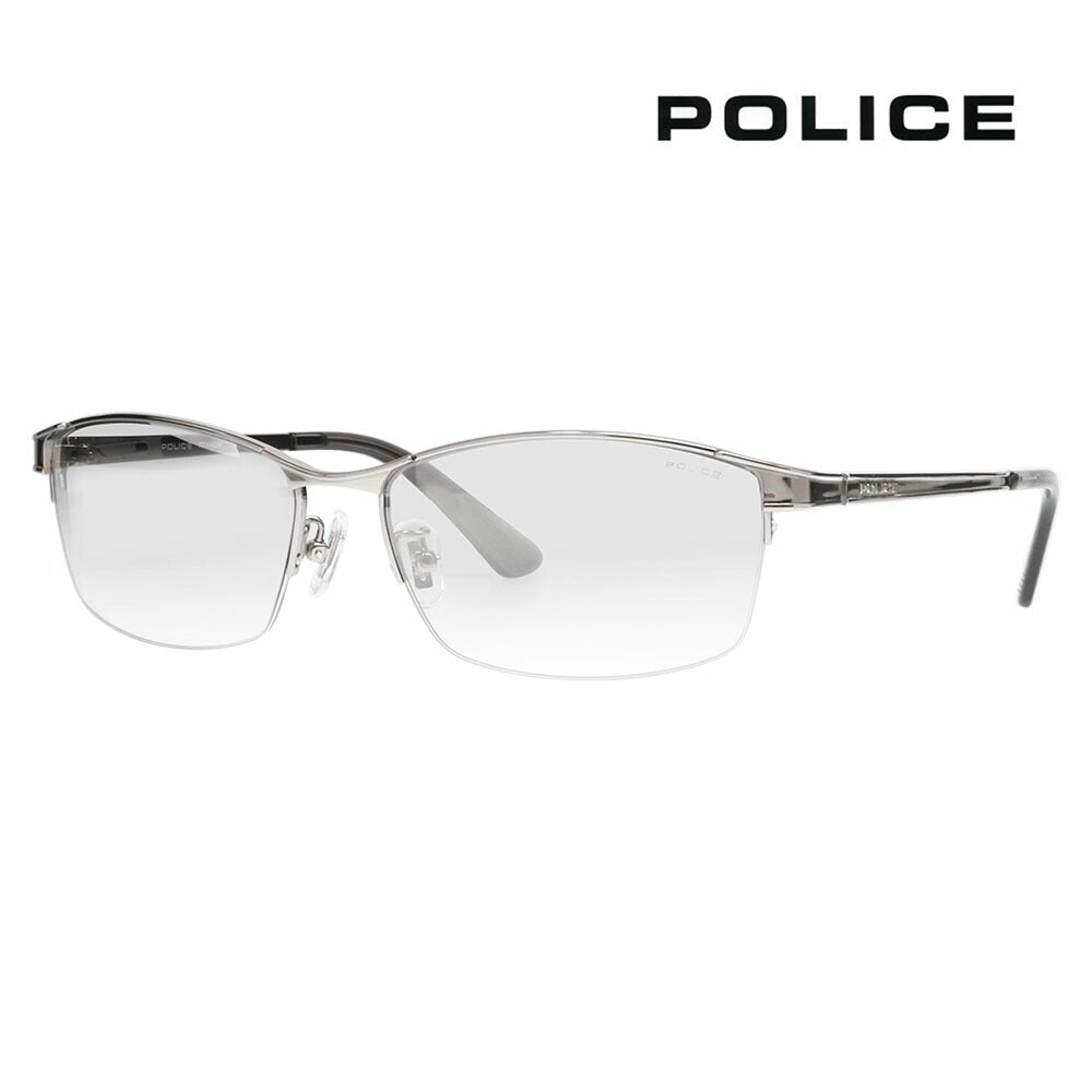 [Authorized Retailer] Police Glasses, Sunglasses, Fashion Glasses, SPLM29J 583X 59 POLICE JET 2024 Model Metal Square Half Rim Japan Model Men's Titanium Mirror Lens 