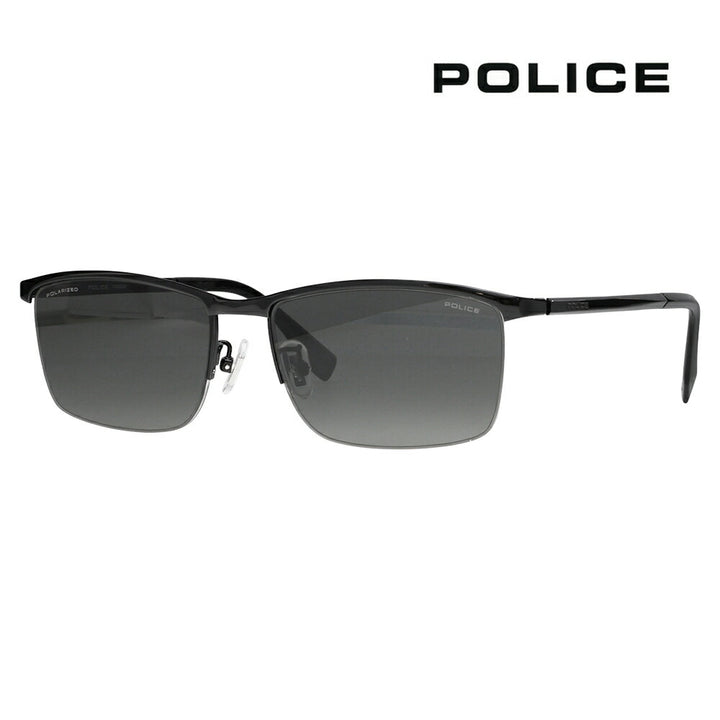 【正規品販売店】ポリス サングラス SPLT67J 530P 56 POLICE スクエア チタン チタニウム メンズ ブロー 偏光