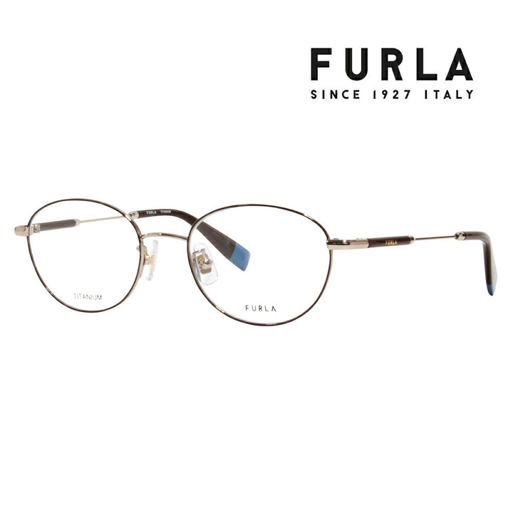 【正规品贩售売店】 度なし1.55renzu交换+0円 FURLA furura 眼镜 伊达メガネ VFU525J 08LT 50 redinisu raundo ジャパンモデル redinisu 