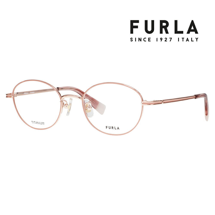 【正規品販売店】 度なし1.55レンズ交換+0円 FURLA フルラ 眼鏡 伊達メガネ VFU751J 0L80 48 オーバル ボストン ジャパンモデル メタル チタン レディース