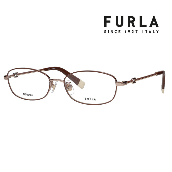 [Authorized Retailer] Non-prescription 1.55 lens replacement +0 yen FURLA Glasses, Fashion Glasses VFU795J 08NE 53 Oval Square Japan Model Metal Women's 