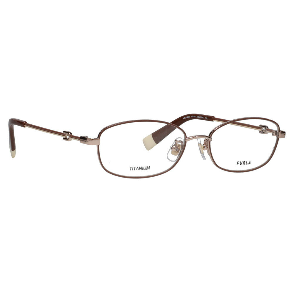 [Authorized Retailer] Non-prescription 1.55 lens replacement +0 yen FURLA Glasses, Fashion Glasses VFU795J 08NE 53 Oval Square Japan Model Metal Women's 