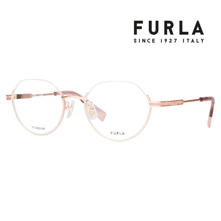 【正規品販売店】 度なし1.55レンズ交換+0円 FURLA フルラ 眼鏡 伊達メガネ VFU797J 02AM 50 アンダーリム クラウンパント ジャパンモデル レディース