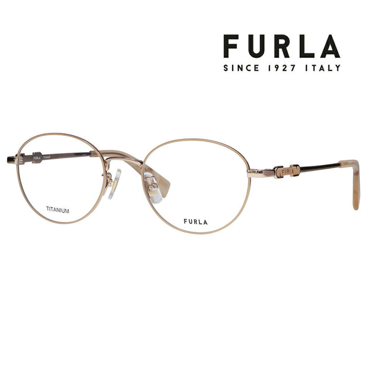 【正規品販売店】 度なし1.55レンズ交換+0円 FURLA フルラ 眼鏡 伊達メガネ VFU858J 08FF 49 オーバル メタル ジャパンモデル レディース