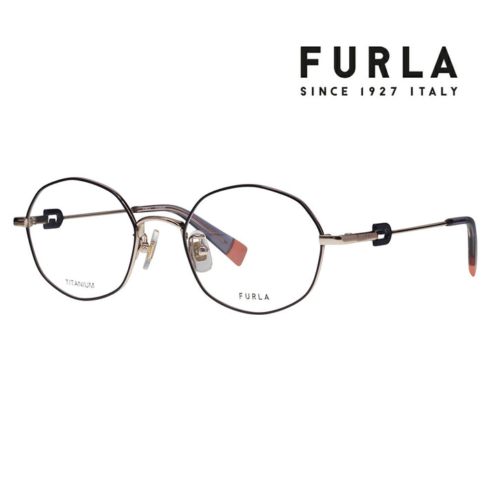 【正規品販売店】 度なし1.55レンズ交換+0円 FURLA フルラ 眼鏡 伊達メガネ VFU860J 08FF 49 オクタゴン メタル ジャパンモデル レディース