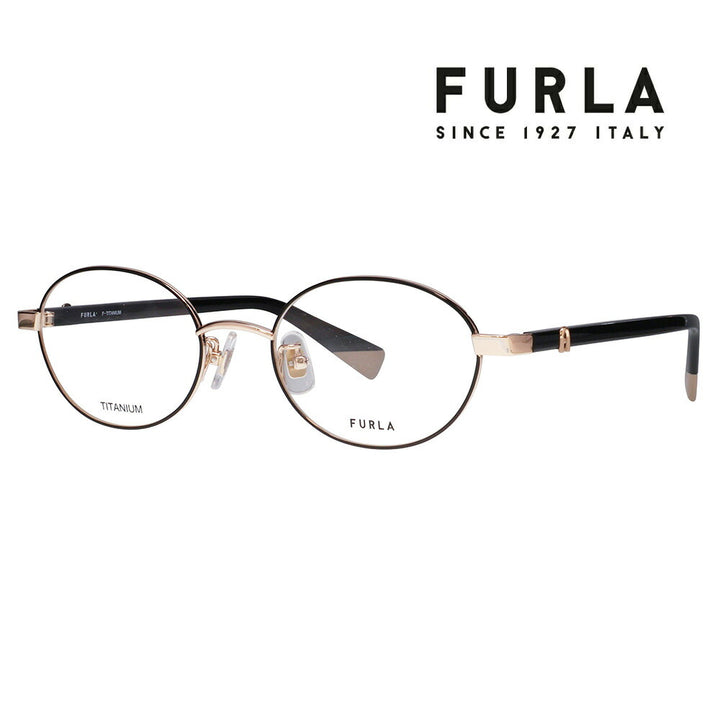 【正規品販売店】 度なし1.55レンズ交換+0円 FURLA フルラ 眼鏡 伊達メガネ VFU963J 0492 50 オーバル メタル チタン ジャパンモデル レディース