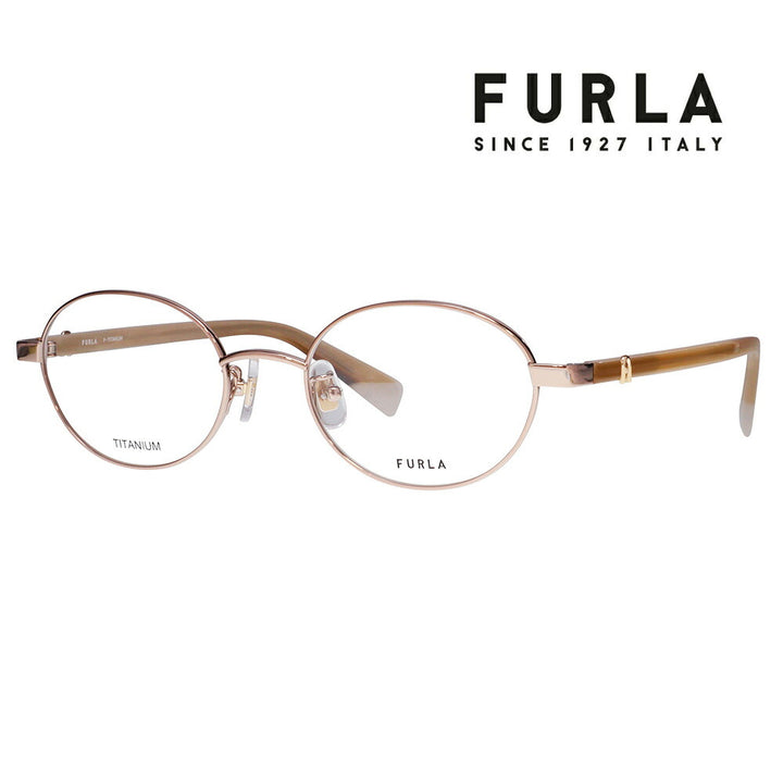 【正規品販売店】 度なし1.55レンズ交換+0円 FURLA フルラ 眼鏡 伊達メガネ VFU963J 0A40 50 オーバル メタル チタン ジャパンモデル レディース
