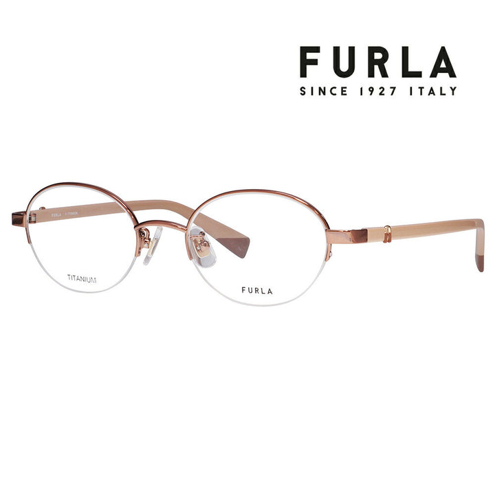 【正規品販売店】 度なし1.55レンズ交換+0円 FURLA フルラ 眼鏡 伊達メガネ VFU964J 08F4 49 オーバル ナイロール チタン ジャパンモデル レディース