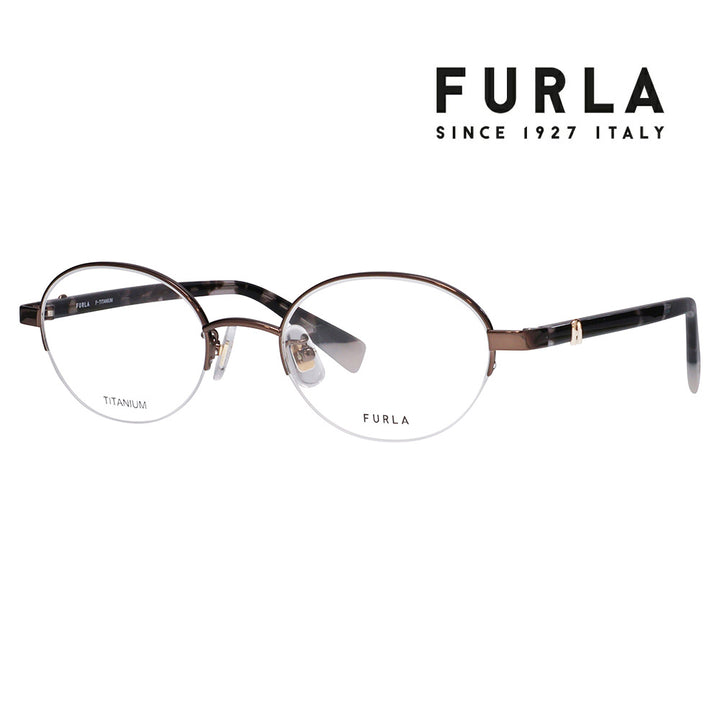 【正規品販売店】 度なし1.55レンズ交換+0円 FURLA フルラ 眼鏡 伊達メガネ VFU964J 0I86 49 オーバル ナイロール チタン ジャパンモデル レディース