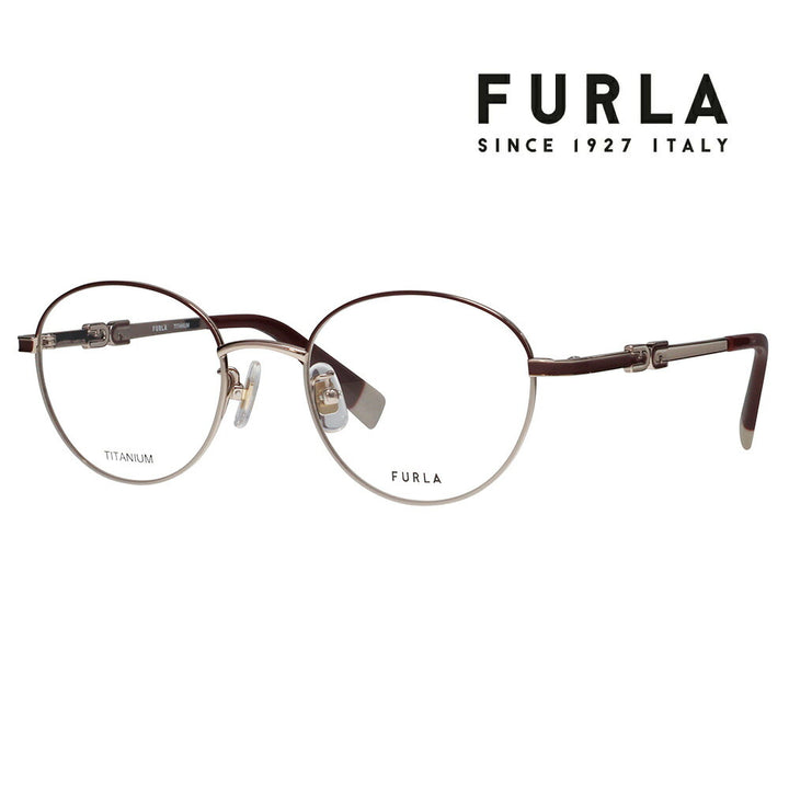 【正規品販売店】 度なし1.55レンズ交換+0円 FURLA フルラ 眼鏡 伊達メガネ VFU965J 0586 49 ボストン メタル チタン  ジャパンモデル レディース