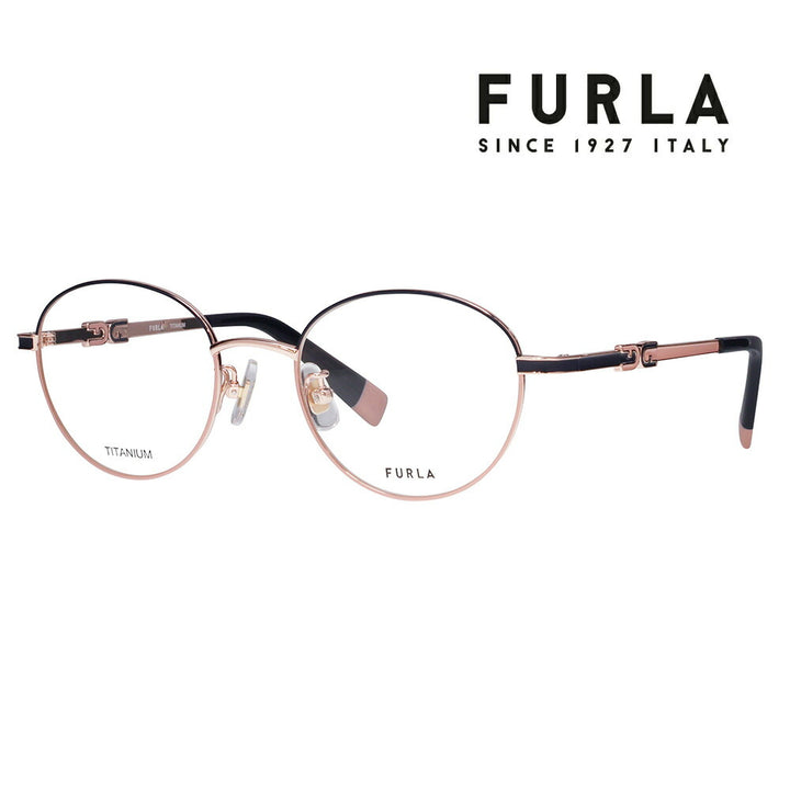 【正規品販売店】 度なし1.55レンズ交換+0円 FURLA フルラ 眼鏡 伊達メガネ VFU965J 0S45 49 ボストン メタル チタン  ジャパンモデル レディース