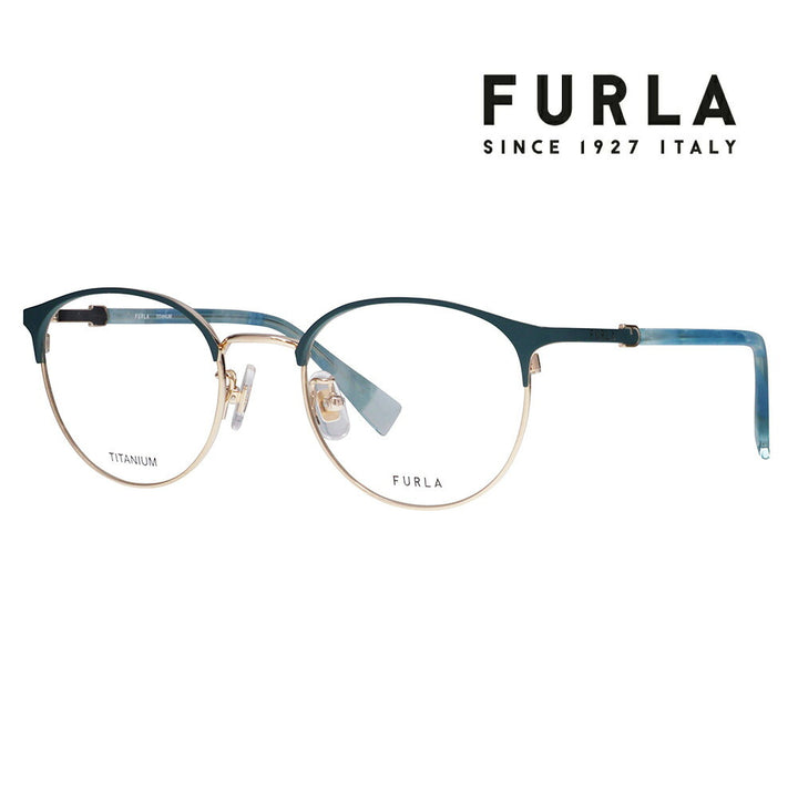 【正規品販売店】 度なし1.55レンズ交換+0円 FURLA フルラ 眼鏡 伊達メガネ VFU966J 0K3L 49 ボストン メタル チタン  ジャパンモデル レディース
