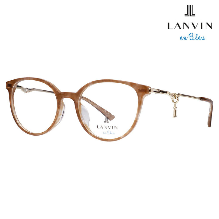 【正規品販売店】 度なし1.55レンズ交換+0円 LANVIN en bleu ランバンオンブルー 眼鏡 伊達メガネ VLB005J 06HN 51 チャーム ボストン ラウンド セル クリアカラー ジャパンモデル レディース