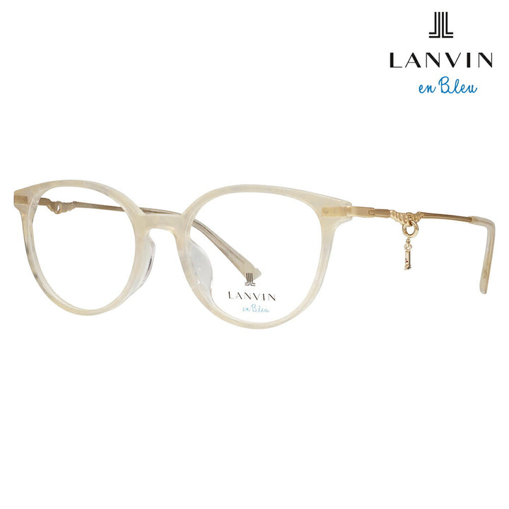 【正規品販売店】 度なし1.55レンズ交換+0円 LANVIN en bleu ランバンオンブルー 眼鏡 伊達メガネ VLB005J 0702 51 チャーム ボストン ラウンド セル クリアカラー ジャパンモデル レディース