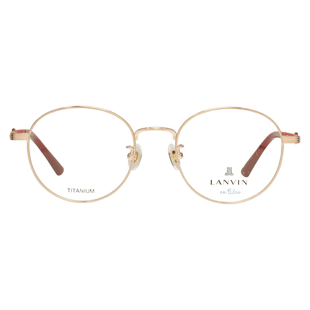 [Authorized Retailer] Non-prescription 1.55 lens replacement +0 yen LANVIN en bleu Glasses, Fashion Glasses VLB017J 0K3R 50 Round Metal Titanium Japan Model Women's 