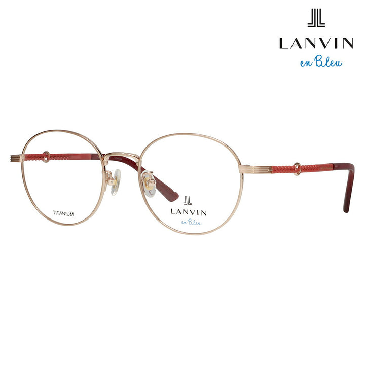 [Authorized Retailer] Non-prescription 1.55 lens replacement +0 yen LANVIN en bleu Glasses, Fashion Glasses VLB017J 0K3R 50 Round Metal Titanium Japan Model Women's 