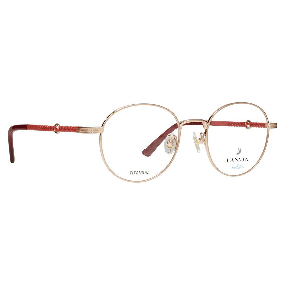 [Authorized Retailer] Non-prescription 1.55 lens replacement +0 yen LANVIN en bleu Glasses, Fashion Glasses VLB017J 0K3R 50 Round Metal Titanium Japan Model Women's 