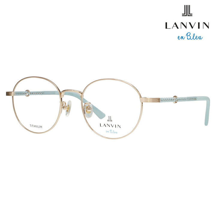 【正規品販売店】 度なし1.55レンズ交換+0円 LANVIN en bleu ランバンオンブルー 眼鏡 伊達メガネ VLB017J 0K3W 50 ラウンド メタル チタン ジャパンモデル レディース