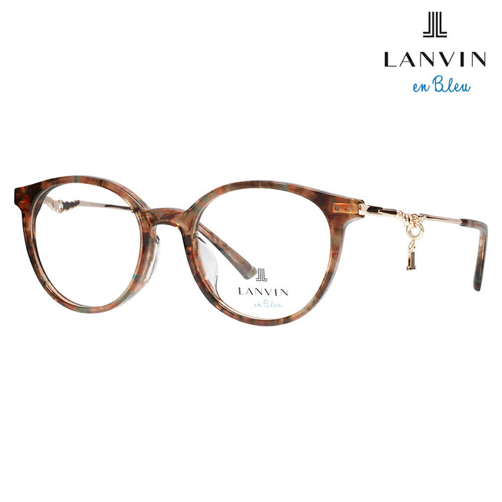 【正規品販売店】 度なし1.55レンズ交換+0円 LANVIN en bleu ランバンオンブルー 眼鏡 伊達メガネ VLB019J 06CB 49 JLロゴチャーム ボストン セル ジャパンモデル レディース